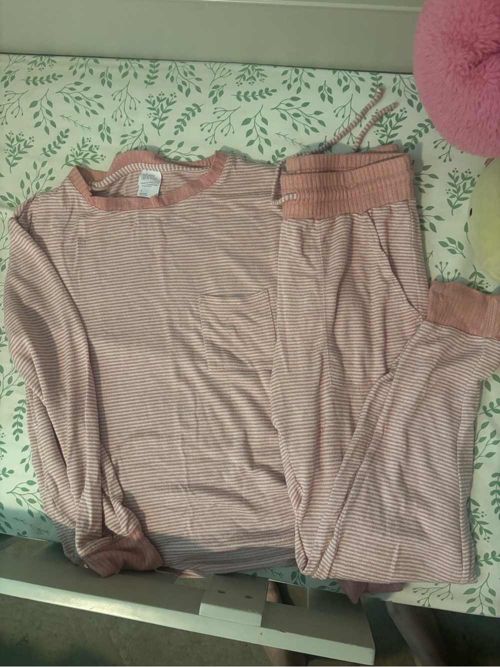 stars above Pink Striped Long-Sleeve Pajama Set